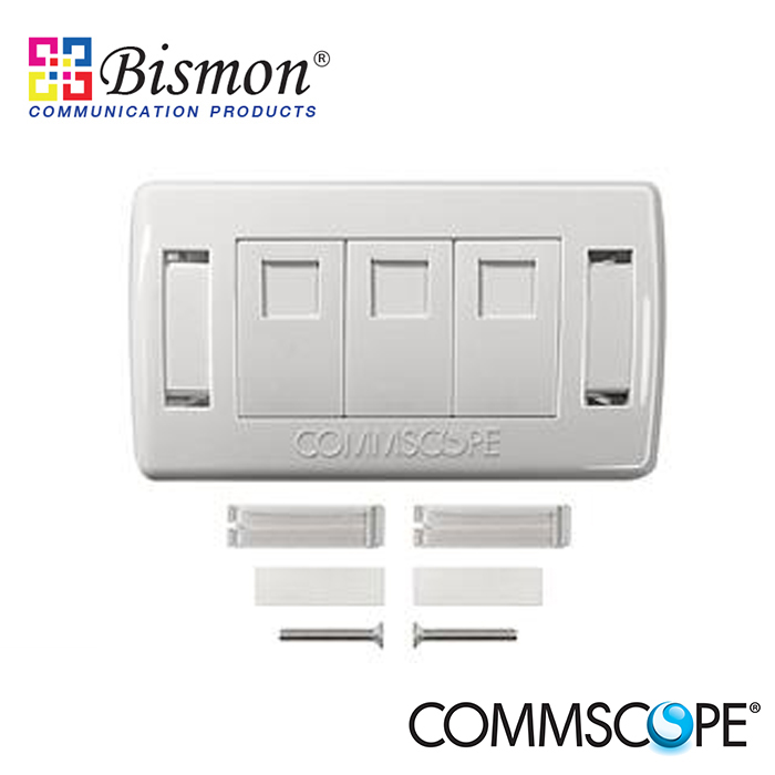 Commscope-Face-Plate-Kits-Shutter-Decorator-Standard-3-Port-White